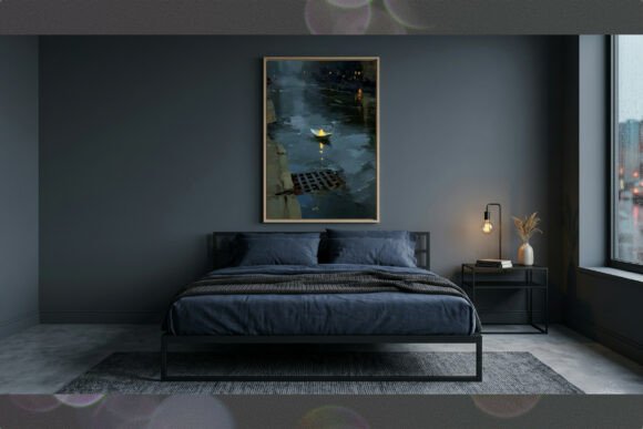 Download Paper Boat Rain Street Impasto Art - Premium Resources